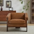 thumbnail image 2 of Mid-century Modern Armchair, 34", Brown Faux Leather, Manifesting Deeply Cushioned Seat And Wide Incorporating Relaxing Seating Broad, 2 of 6