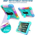 thumbnail image 5 of SUPNICE Rugged Case for iPad 9.7 Inch 2018/2017, 3 Layer Hybrid Shockproof [360 Rotating Stand] [Hand Strap] [Pencil Holder] Kids Case, iPad 6th Generation Case, iPad 5th Generation Case, Turquoise, 5 of 8