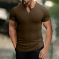 thumbnail image 2 of Txeol Stretch Muscle Shirts for Men Short Sleeve Notch V Neck Workout Tees Solid Color Basic Workout Gym Tshirt Deals Today,Coffee,S, 2 of 7