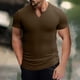thumbnail image 1 of pstuiky camisetas de hombre, Camiseta elástica deportiva de verano para hombre, camisa de tendencia, informal, de manga corta, con cuello en V ropa de hombre s, 1 of 6