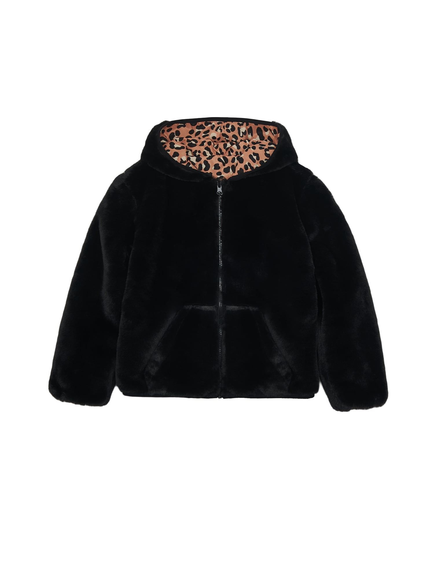 Wonder Nation Toddler Girl Faux Fur Reversible Jacket, Sizes 12M-5T