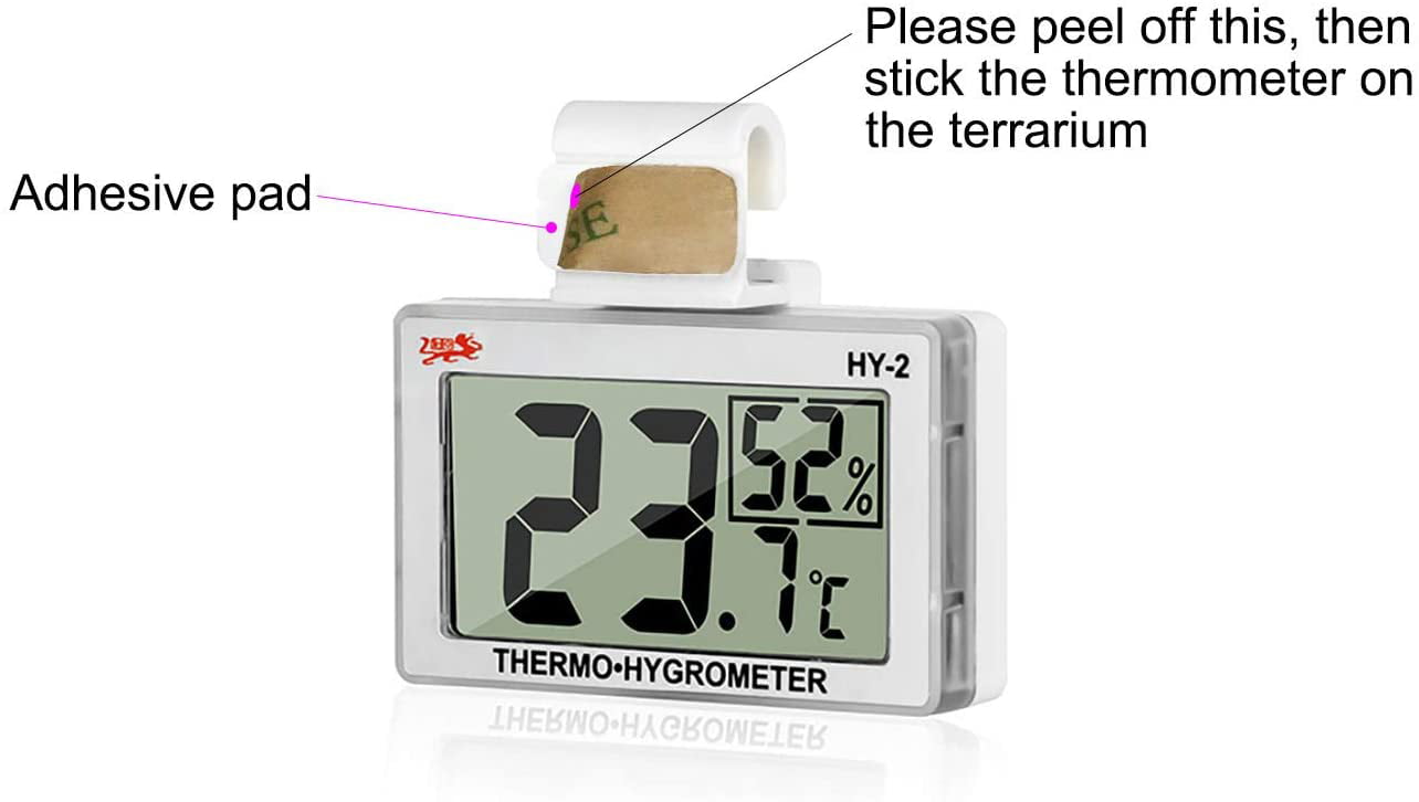 Reptile Thermometer Hygrometer LCD Digital Humidity Gauge, Reptile Terrarium  Thermometer Hygrometer Reptiles Tank Thermometer Hygrometer with Hook 