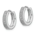 thumbnail image 2 of 925 Sterling Silver Rhodium-Plated CZ Brilliant Embers Hinged Hoop Earrings; for Adults and Teens; for Women and Men, 2 of 3