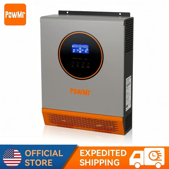 PowMr 2400W 24V Solar Inverter Hybrid 110V/120V Off Grid 50A Charge Controller Max PV 80V LCD Display For Flooded Lead-acid Vented Sealed Gel NiCd Lithium Battery