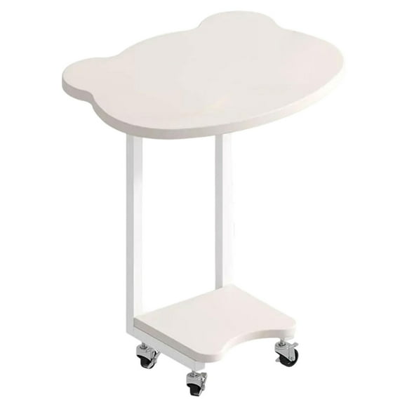 jifeng Bear End Table with Wheels Creative Cute Side Table for Apartment Couch Sofa White