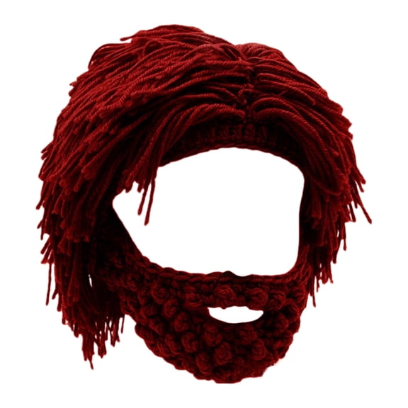 Dresfit Knit Bearded Hats For Women,Vagabond 3 In 1 Beanie Beard Hats for Winter Warm Keeping Wine