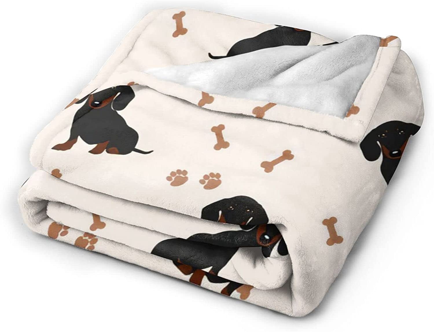 Dachshund Blanket Cute Soft Cozy Dachshund Fleece Blanket Warm Fuzzy Weiner Dog Paw Throw Blanket Dachshund Gifts Stuff for Women Kids Bed 50"X60"