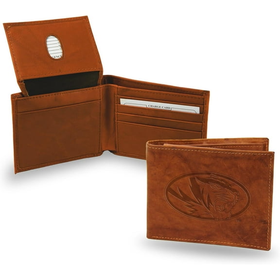 Missouri-Mizzou-Tiger's Brown Leather Embossed Bifold Passcase Wallet