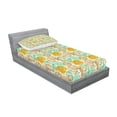 thumbnail image 2 of Ambesonne Floral Fitted Sheet & Pillow Sham Set, Abstract Carnations Art, Twinxl, Tan Turquoise Marigold, 2 of 2