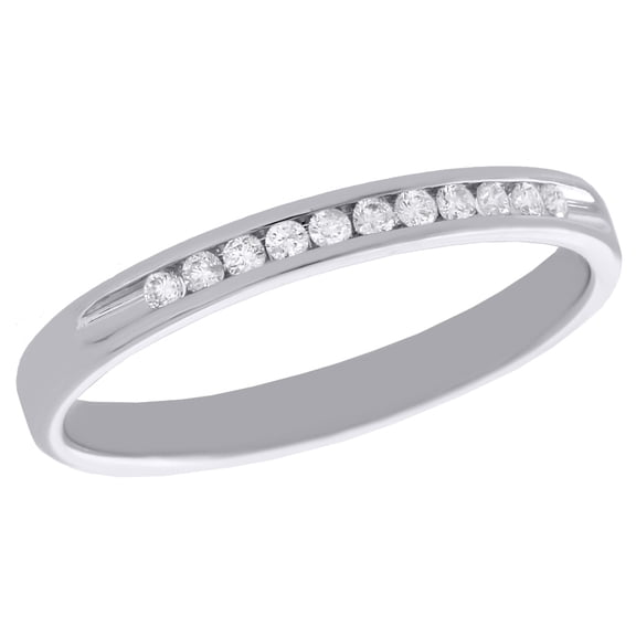 14K White Gold Channel Set Diamond Wedding Band Ladies Anniversary Ring 1/10 CT.