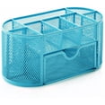 thumbnail image 3 of Space Saving Desk Tidy Multi-Functional Metal Wire Mesh 9 Compartment Office/School Supply Desktop Organizer Caddy W/Large Drawer, 3 of 7