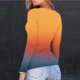 thumbnail image 5 of Sevevn Women's Elastic Casual Crew Neck Gradient Ribbed Knit Long Sleeve Tunic Dressy Tops Blouses Orange XL, 5 of 8