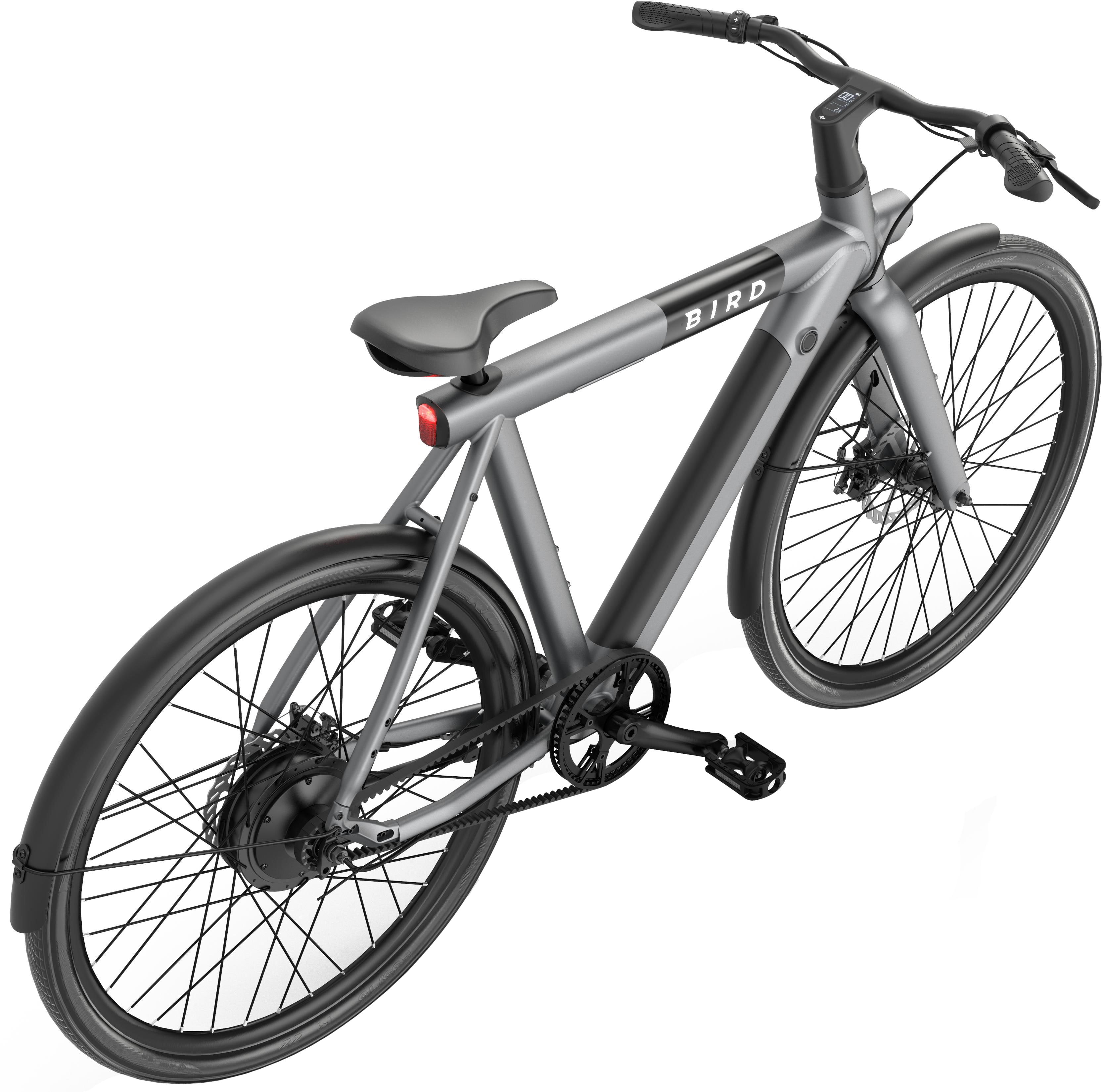 Bird A-Frame eBike | 500 Watt, App Control, LCD Dash Display | Alloy Frame, Belt Drive, Removable Battery, 28” Kenda Wheels, Integrated Lights | 50 Mile Range, 20 MPH Max Speed | Gravity Gray