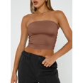 thumbnail image 5 of Women's Strapless Bandeau Double Layered Basic Casual Tube Top, 5 of 6