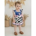 thumbnail image 6 of Rovasas Girls A-line Dress, Sleeveless Plaid Embroidery Cow Patchwork Dress, 6 of 9