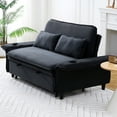 thumbnail image 3 of Modern  Striped Sofa Bed with Pull-Out Feature and Adjustable Backrest Comfy for Daily Use, Black, 3 of 16