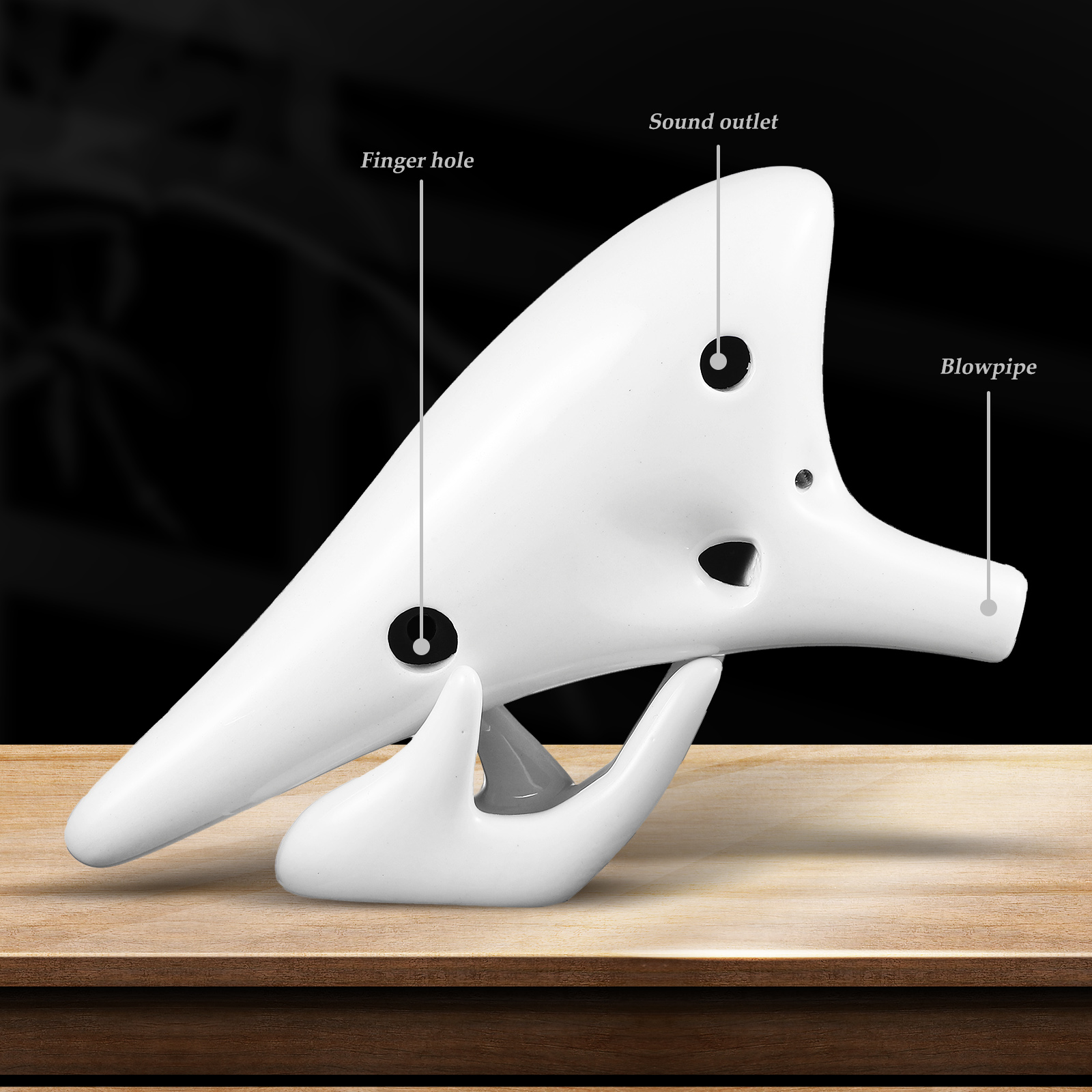 Alto C 12 Hole Ocarina Durable Ceramic Ocarina Instrument with Storage Holder