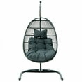 thumbnail image 3 of LeisureMod Wicker Folding Hanging Egg Swing Chair Charcoal, 3 of 12