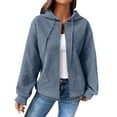thumbnail image 5 of Duoif Womens Jacket, Ladies' Fashionable Casual Autumn and Winter Solid Color Loose Hooded Jackets for Women Sky Blue XXXXL, 5 of 8