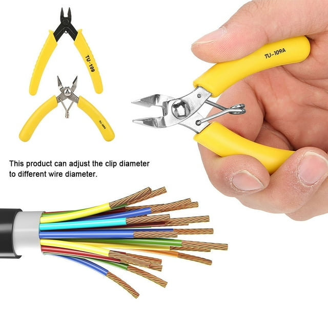 5in Electronic Diagonal Wire Cutter Tool Durable Steel Small Body Adjustable Clip Diameter Slip Free Plastic Cutting for Various Cables