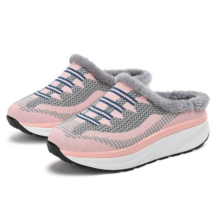 

KKCXFJX slippers for women Women Winter Shoes Flying Woven Slippers Thick Sole Outdoor Comfort Leisure Warm Shoes Slippers