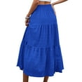 thumbnail image 5 of Kilaqueen Womens Summer Casual Smocked Layered Tiered Boho Beach Maxi Skirt High Waisted A Line Flowy Long Skirts with Pockets, 5 of 8
