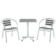 thumbnail image 3 of Outsunny Aluminum Patio Bistro Set, Slatted Table & Chairs, Silver, 3 of 9