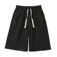 thumbnail image 2 of sunsanly Men Sport Shorts Loose Straight Wide Leg Drawstring Elastic Waist Soft Breathable Solid Color Gym Traning Jogging Sweatpants Knee Length Trousers, 2 of 8