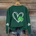 thumbnail image 2 of Bunenne St Patrick Day Sweatshirts Shamrock Sweatshirt St. Day Round Neck Long Sleeved Casual Holiday Printed Hooded Sweatshirt Crew Sweatshirt for Women Army Green 1 L, 2 of 4