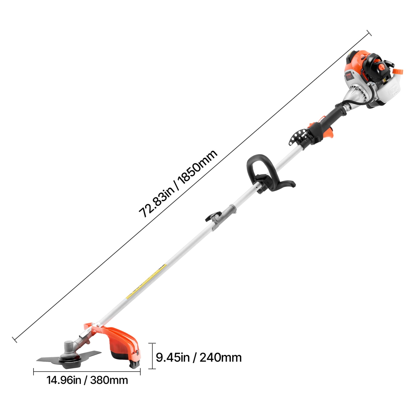 VEVOR String Trimmer, 25.2CC 2-Stroke, Gas Powered Weed Wacker, 16.9" Cordless Grass Trimmer, Multi-Functional Lawn Edger with Shoulder Strap & 3T Blade, Weed Eater for Quick Grass Cleaning