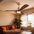 thumbnail image 3 of Ventilador de Techo con Luz LED - Motor DC Silencioso Reversible con Control Remoto - 3 Aspas de Diseño Aerodinámico con Acabado Madera - Lámpara Ventilador para Sala, Recámara o Terraza, 3 of 7