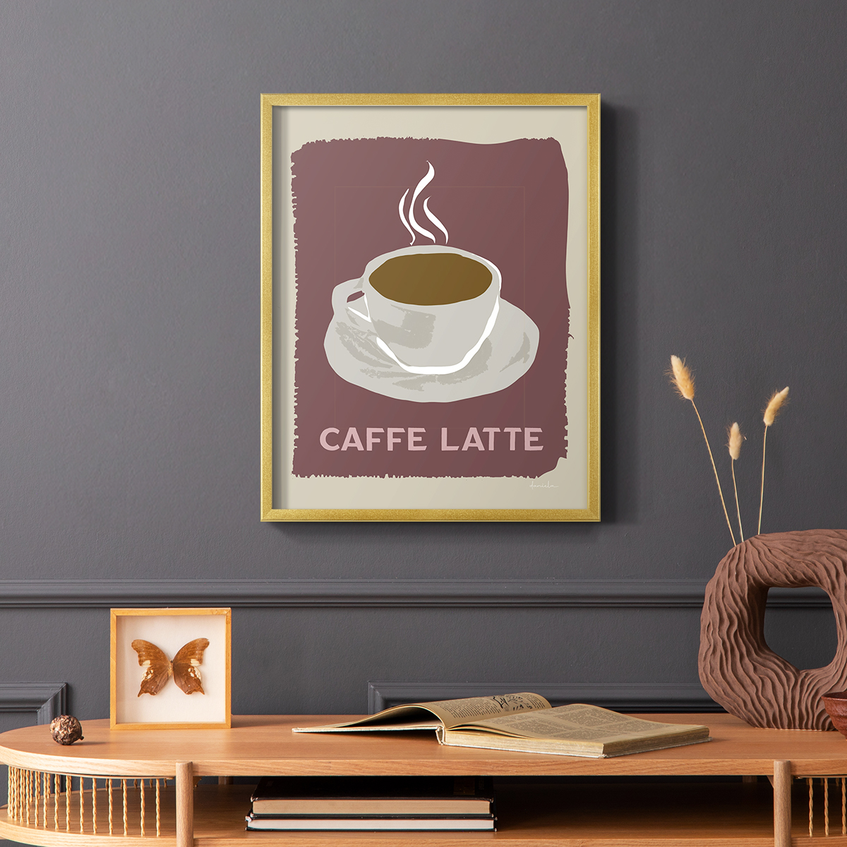 Modern Coffee III in Gold Solid Wood 8 x 10 Framed Print