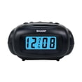 thumbnail image 1 of Reloj despertador digital SHARP, negro, pantalla LCD, funciona con pilas, pequeño, reloj de viaje, 1 of 6