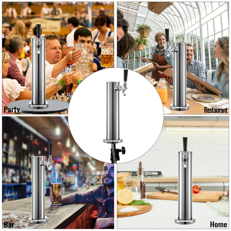 Draft Beer Tower - Black Iron - Single Tap - Standard Stainless Steel Faucet