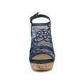 thumbnail image 6 of BLISSFUL STEP Women's Shoes Open Toe Platform Heel Laces Wedge Sandals Deep Blue 8, 6 of 7