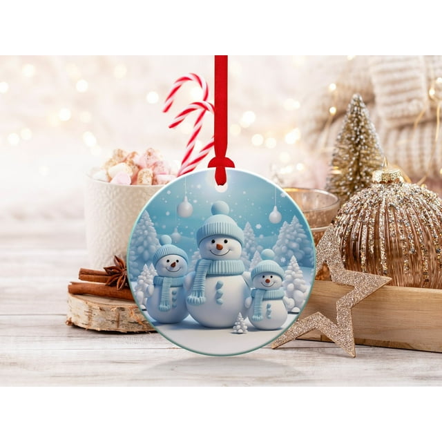 Christmas Ornament, Christmas Decoration, Holiday Gift, Heirloom Keepsake, Round Ceramic, - As Picture - 3-Pack