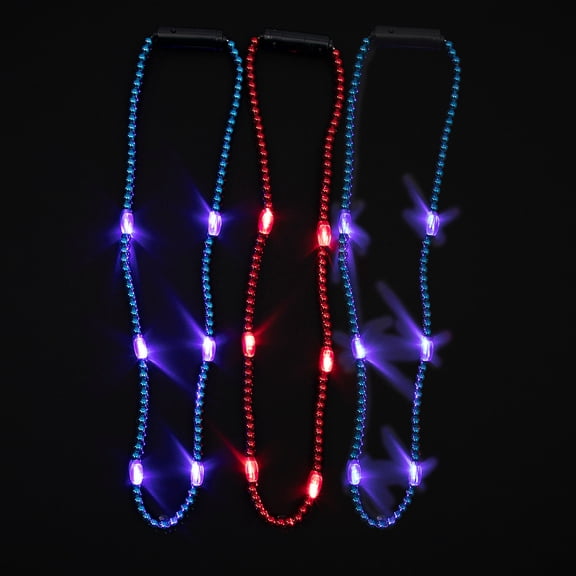 Light-Up Patriotic Metallic Beaded Necklaces - 6 Pieces