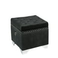 thumbnail image 1 of Jessar - Ottoman / Storage Footstool on Legs, Cubic, From the Codi Collection, Black Velvet, 1 of 2