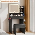 thumbnail image 4 of Akaber Makeup Vanity Desk with Mirror and Lights, 26.5" Small Vanity with Large Drawer and 6 Level Storage, Black Vanity with 3 Color Lighting Modes, 4 of 5