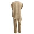 thumbnail image 7 of NMMUED Vacation Outfits for Women Casual 2 Piece Button Detail Top Wide Leg Pants Set Summer Boho Lounge Suits Beachwear Khaki 5XL, 7 of 7