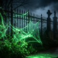 thumbnail image 4 of Zoxiy Glow in The Dark Halloween Spider Web Decorations, Stretchable Fluorescent Luminous Cotton Cobweb, Flexible DIY Halloween Decor MaterialFestive Cobweb for Party Scene Display Holiday Layout, 4 of 6