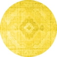 thumbnail image 1 of Ahgly Company Machine Washable Indoor Round Persian Yellow Traditional Area Rugs, 5' Round, 1 of 4