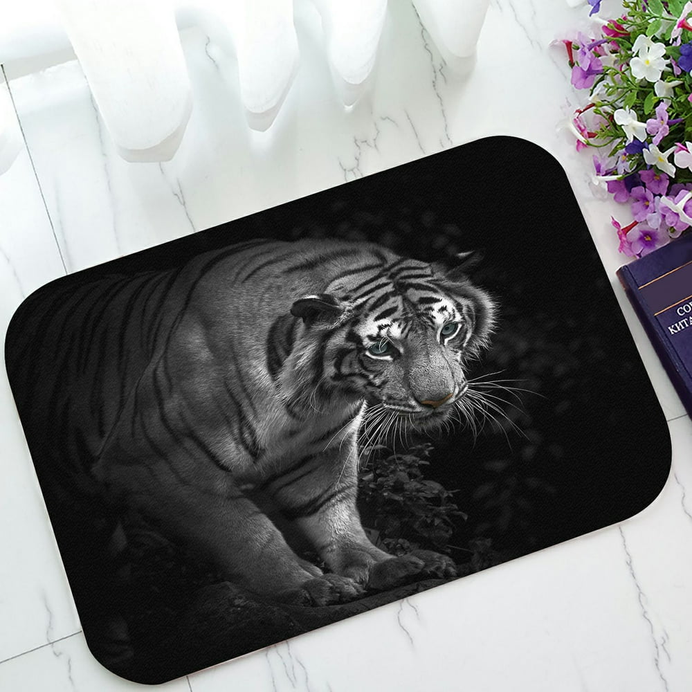 PHFZK Animal Doormat, Tiger Black and White Doormat Outdoors/Indoor