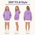 thumbnail image 2 of FAIOROI Zip Up Hoodies for Teen Girls Boys 5-14 Years Fleece Lined Hooded Sweatshirt Jacket with Kangaroo Pocket Purple, 2 of 8