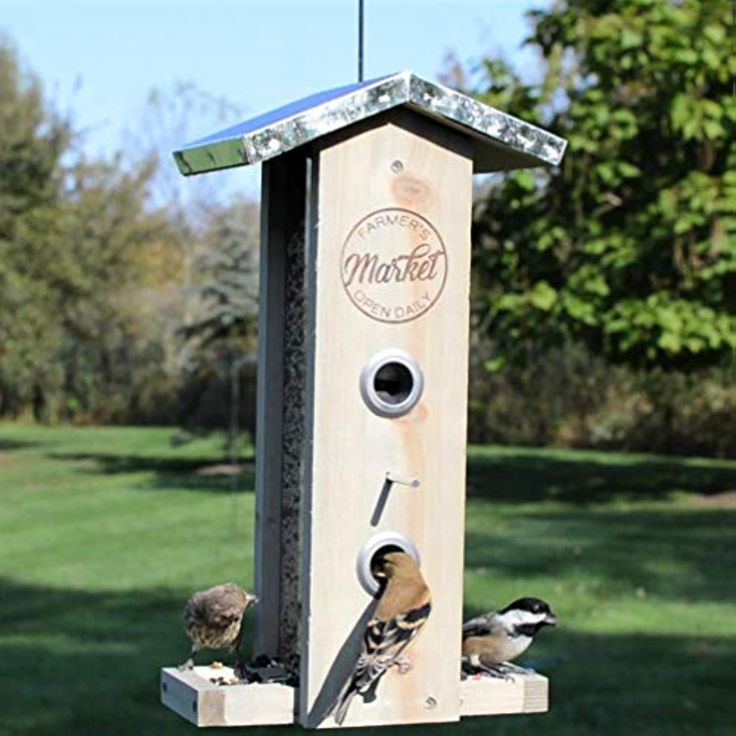 Natures Way Bird Products WWGF1 1.5 qt. Galvanized Weathered Vertical Feeder - 14 x 7 x 8.25 in.