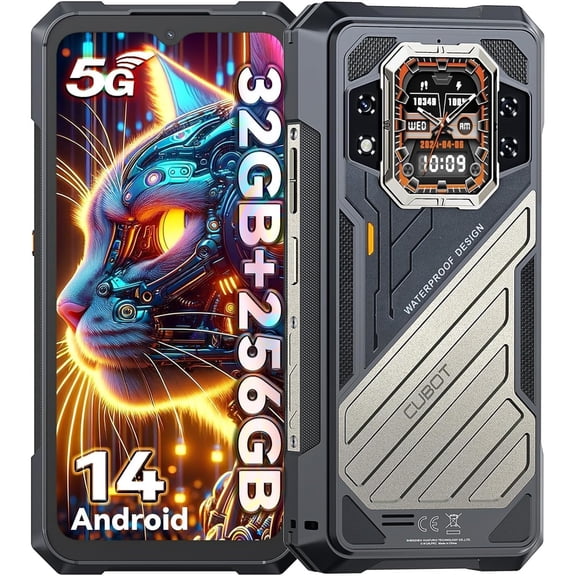 CUBOT King Kong X Rugged Smartphone 5G - 32GB 256GB Cell Phone, 10200mAh Battery, 6.58" FHD,Android 14 Phone,Black