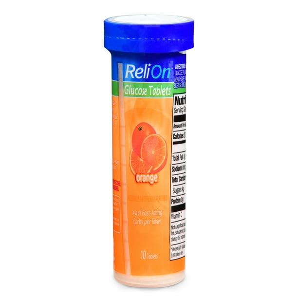 Relion Orange Glucose Tablets, 10 Ct