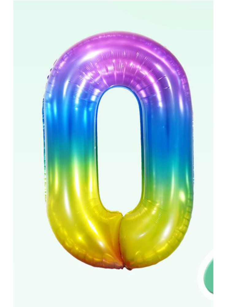 34" Number Foil Jelly Balloon Rainbow "0" - 1 Piece Per Pack- Mylar Number Balloon For Wedding Marriage Birthday Festival Party Baby Shower Engagement Venue Decor