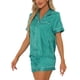 thumbnail image 4 of Conjuntos de pijama para mujer INSPIRE CHIC de manga corta con botones y pantalones cortos, conjuntos de lounge XL a rayas azules, 4 of 6