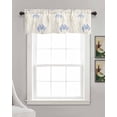 thumbnail image 3 of Blue Floral Leaves Kitchen Valances for Windows Farmhouse Linen Window Valance Curtain for Living Room Window Treatment Beige Farmhouse Botanical Valance Rod Pocket Topper Drape, 54 x 18 Inch, 3 of 6